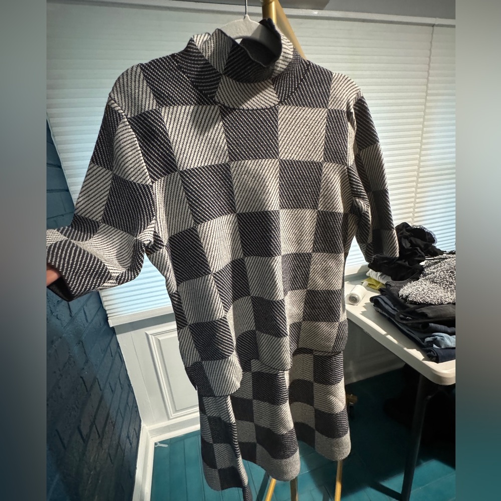 Ann Taylor Crop Mock Turtleneck Knit Cardigan & Matching Fit & Flare Skirt